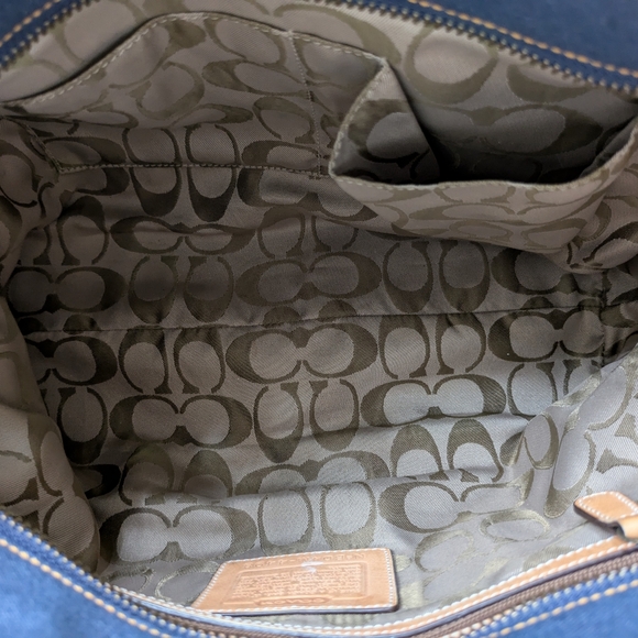 Coach Hampton Mini Blue Denim Small Tote Bag with pink detailing - Picture 6 of 9